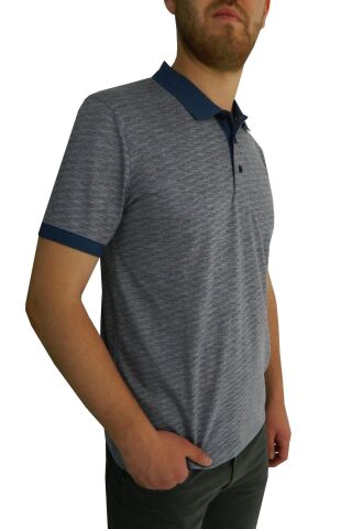 Erkek Polo Yaka Jakarlı Tişört Bgl-st01052 İNDİGO - L