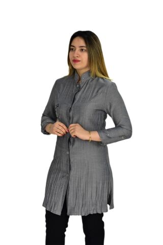 Kadın Nakışlı Hakim Yaka Tunik JNS-3004 GRİ - 40