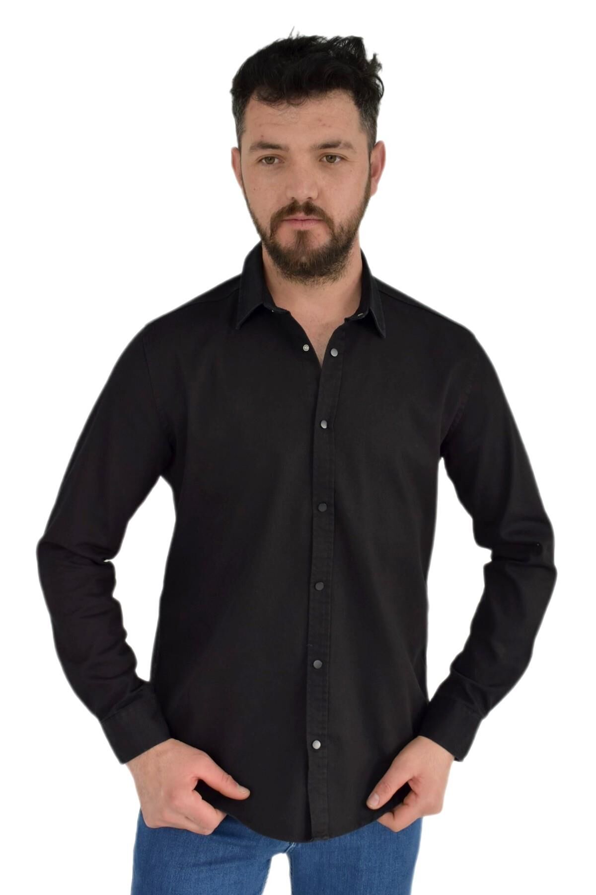 Erkek Spor Gömlek Silim Fit 9959 BGL-ST02719 SİYAH - XL