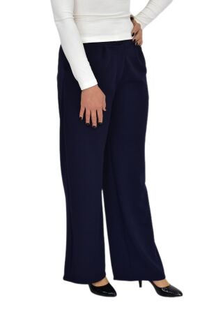 Kadın Pileli Bol Pantolon BGL-ST04352 LACİVERT - L