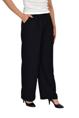 Kadın Pileli Bol Pantolon BGL-ST04352 SİYAH - S