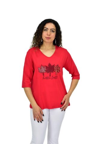 Kadın Kısa Kol Taşlı Bluz BGL-ST04711