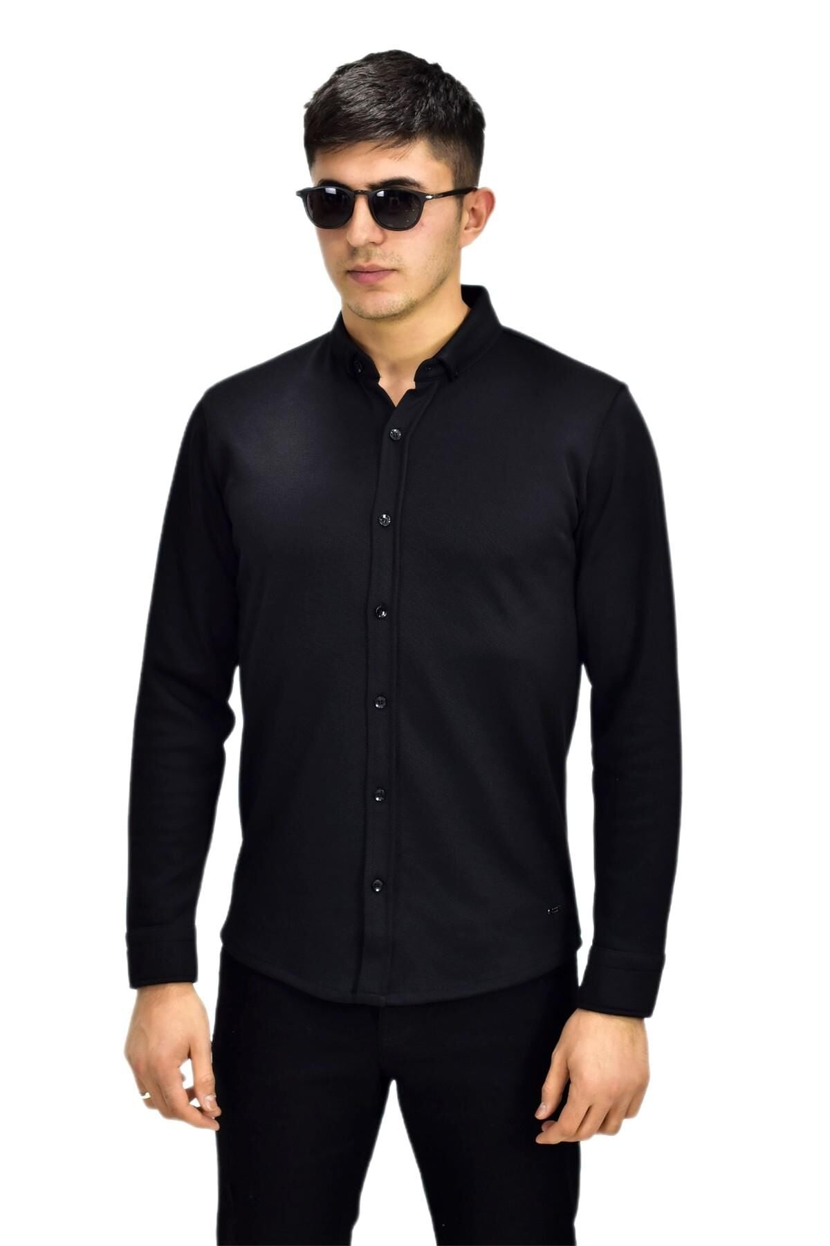 Erkek Spor Jakarlı Uzun Kol Gömlek R6530 BGL-ST03205
