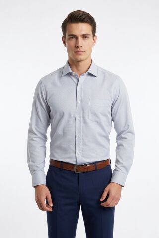 Erkek Klasik Tek Cepli Uzun Kol Gömlek 4055 BGL-ST05495 GRİ - L