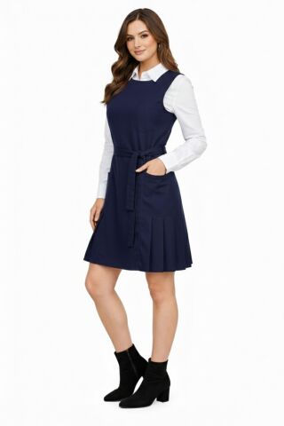 Kadın Lacivert Jile Elbise LACI-007 LACİVERT - 34