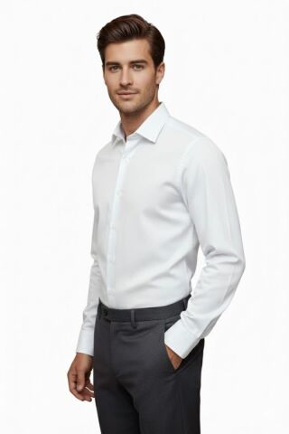 Erkek Silim Fit Uzun Kol Gömlek BGL-ST04867 BEYAZ - M