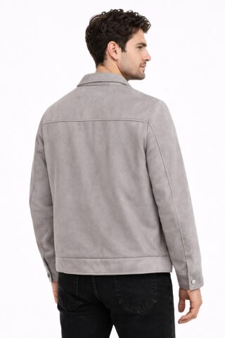 Erkek Siyah Regular Fit Mevsimlik Süet Spor Mont BGL-ST05013 A.GRİ - S