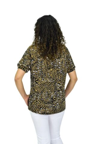 Kadın Kısa Kol Baskılı Bluz BGL-ST04702