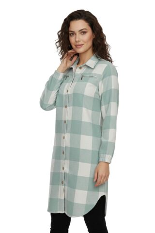 Kadın Oduncu Gömlek Tunik BGL-ST02454 MİNT-YEŞİLİ - 44