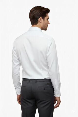 Erkek Silim Fit Uzun Kol Gömlek BGL-ST04867 BEYAZ - 2XL