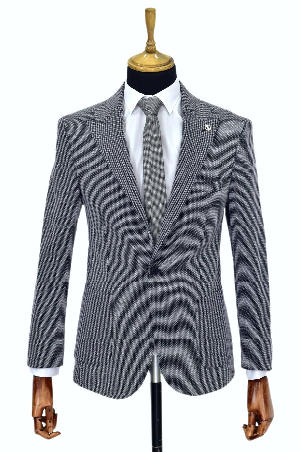 Erkek Tek Spor Ceket Çift Yırtmaçlı BGL-ST03983 LACİVERT - 50