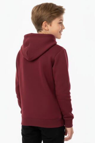 Erkek Çocuk Bordo Kapüşonlu Cepli 3 İplik  Sweatshirt BGL-ST05002 BORDO - 14 YAŞ