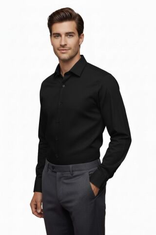 Erkek Silim Fit Uzun Kol Gömlek BGL-ST04867 SİYAH - 3XL