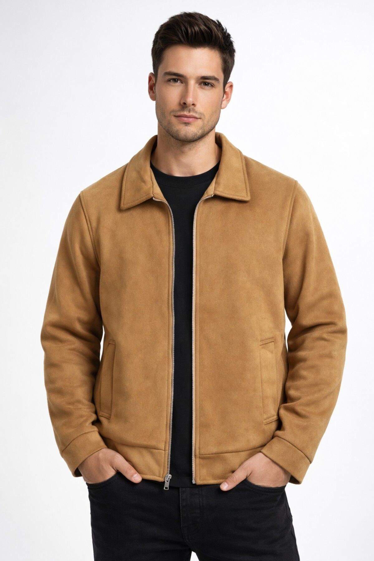 Erkek Siyah Regular Fit Mevsimlik Süet Spor Mont BGL-ST05013 CAMEL - M