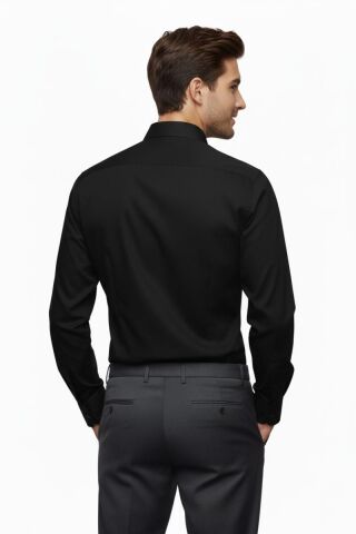Erkek Silim Fit Uzun Kol Gömlek BGL-ST04867 SİYAH - XL