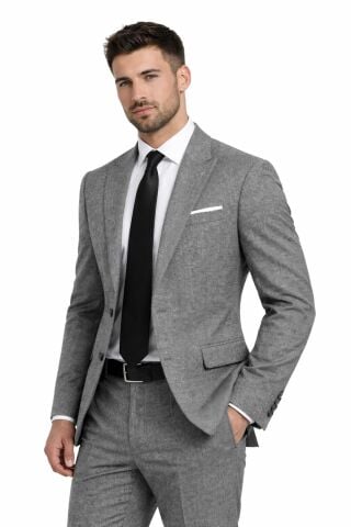 Erkek Silim Fit Yelekli Çift Yırtmaçlı Takım Elbise BGL-ST05329