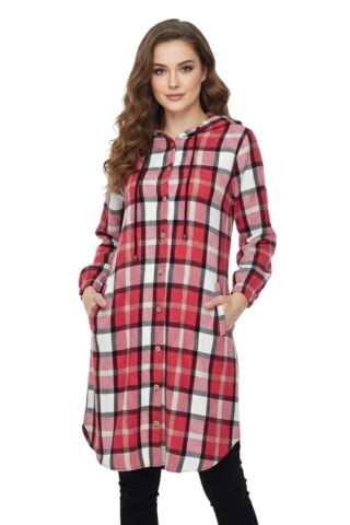 Kadın Oduncu Kapüşonlu Gömlek Tunik BGL-ST02455 NAR - 46