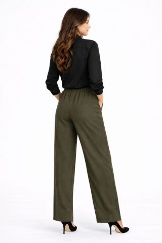Kadın Lastikli Bol Pantolon BGL-ST04637 HAKİ - M