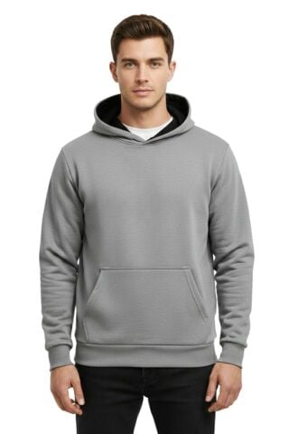 Erkek Gri Kapüşonlu Sweatshirt BGL-ST05196