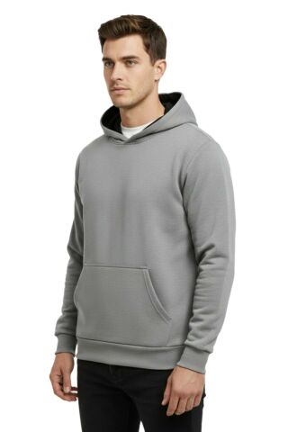 Erkek Gri Kapüşonlu Sweatshirt BGL-ST05196