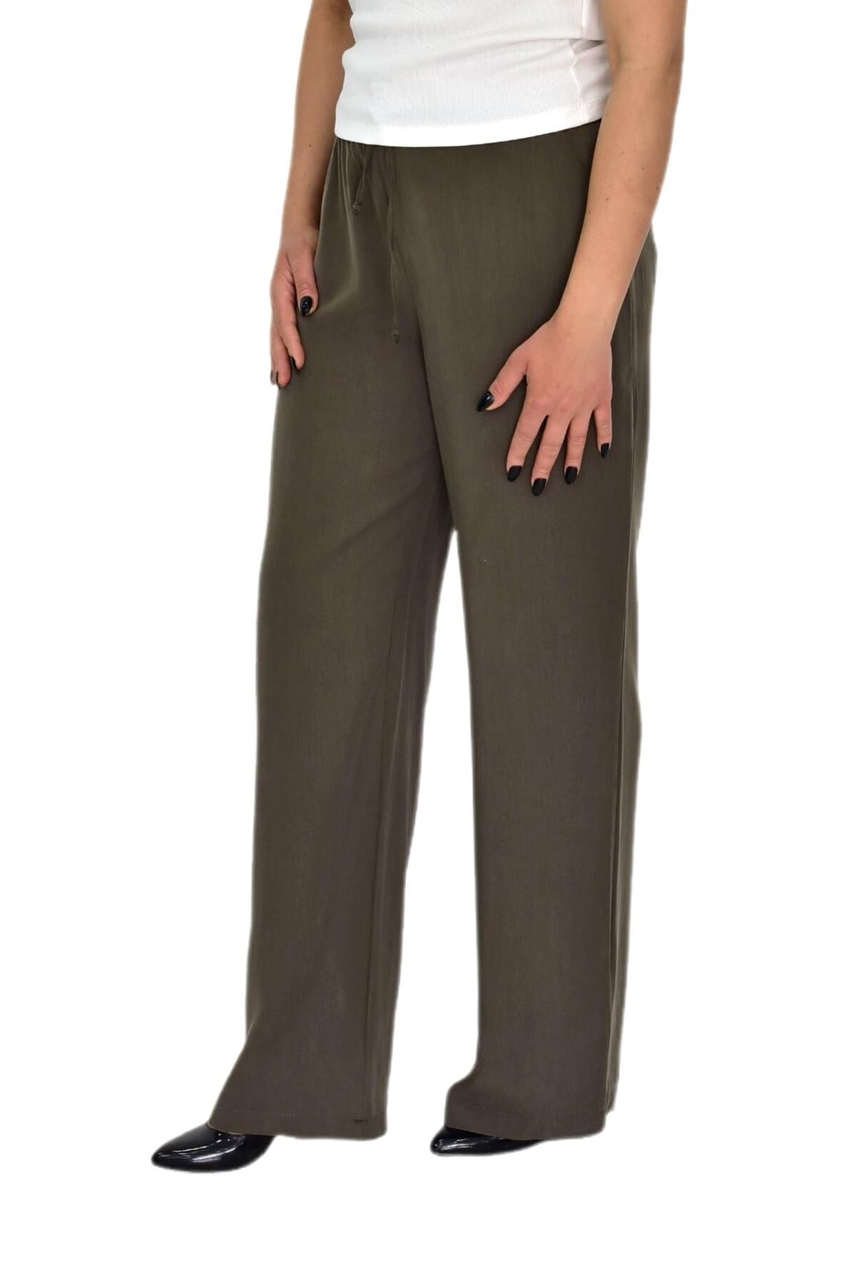 Kadın Lastikli Bol Pantolon BGL-ST04637 HAKİ - S