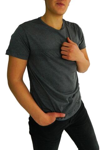 NAYKI ERKEK SIFIR YAKA PANO BASKILI PETEK SÜPREM T-SHİRT 2123 BGL-ST01 NAR - XL