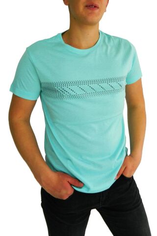 NAYKI ERKEK SIFIR YAKA PANO BASKILI PETEK SÜPREM T-SHİRT 2123 BGL-ST01 NAR - XL