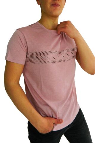NAYKI ERKEK SIFIR YAKA PANO BASKILI PETEK SÜPREM T-SHİRT 2123 BGL-ST01 NAR - XL