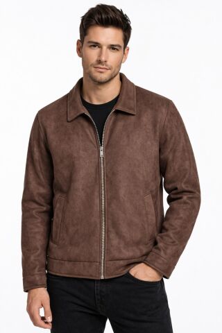 Erkek Siyah Regular Fit Mevsimlik Süet Spor Mont BGL-ST05013 KAHVE - M