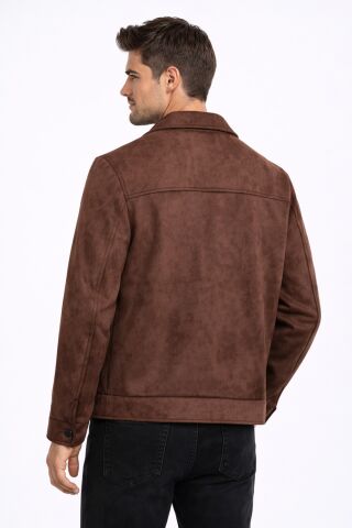 Erkek Siyah Regular Fit Mevsimlik Süet Spor Mont BGL-ST05013 KAHVE - M