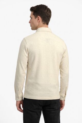 Erkek Gömlek Yaka Cepli Klasik Kalıp Sweatshirt 5304 BGL-ST05540 BEJ - M