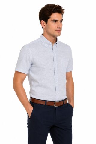 Erkek Pıtırcık Desen Klasik Tek Cepli Uzun Kol Gömlek BGL-ST05571 FÜME - S
