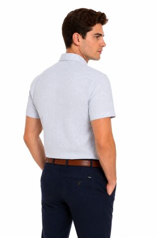 Erkek Pıtırcık Desen Klasik Tek Cepli Uzun Kol Gömlek BGL-ST05571 FÜME - S
