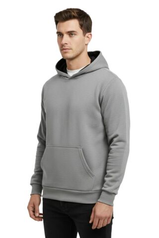 Erkek Gri Kapüşonlu Sweatshirt BGL-ST05196 GRİ - XL