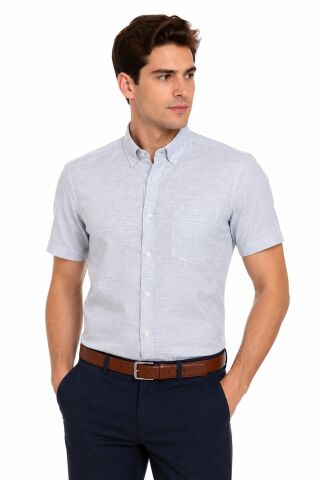 Erkek Pıtırcık Desen Klasik Tek Cepli Uzun Kol Gömlek BGL-ST05571 FÜME - 2XL