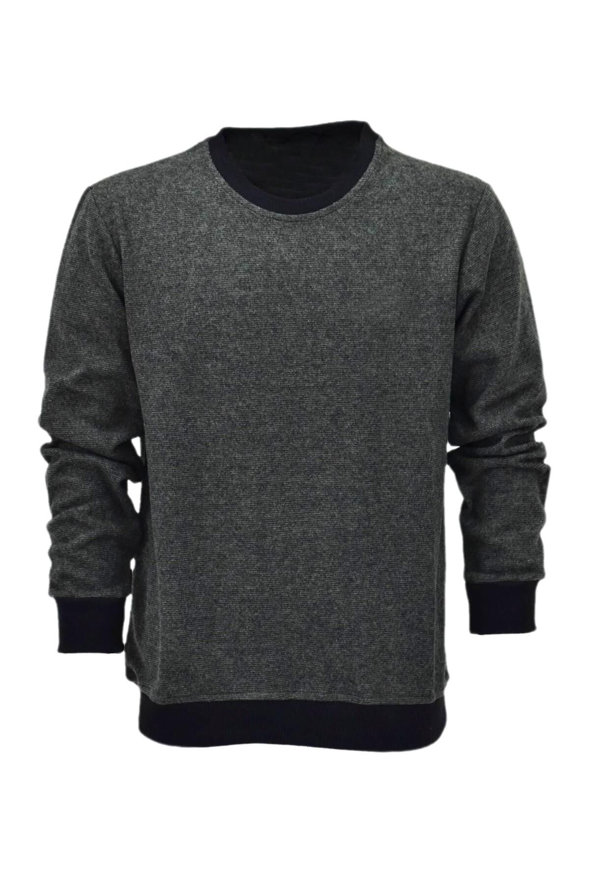 Erkek Sıfır Yaka Sweatshirt  2508 BGL-ST04027 HAKİ - M
