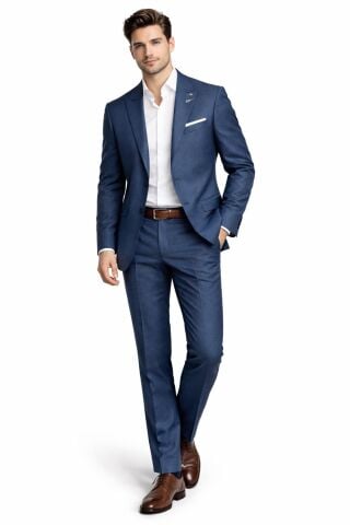 Erkek Silim Fit Yelekli Çift Yırtmaçlı Takım Elbise BGL-ST05327