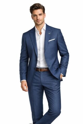 Erkek Silim Fit Yelekli Çift Yırtmaçlı Takım Elbise BGL-ST05327