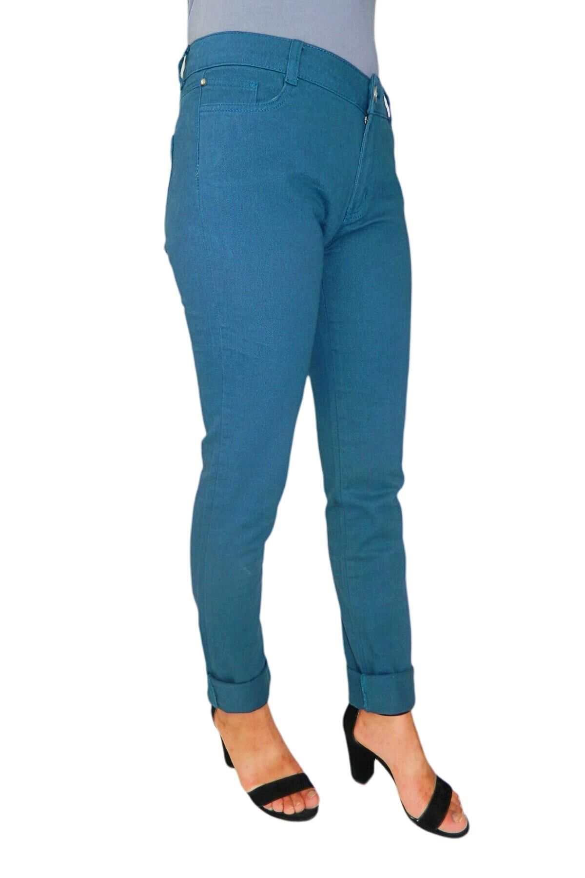 Kadın Düşük Bel Kanvas Pantolon BGL-ST01594 MAVİ - 27/32