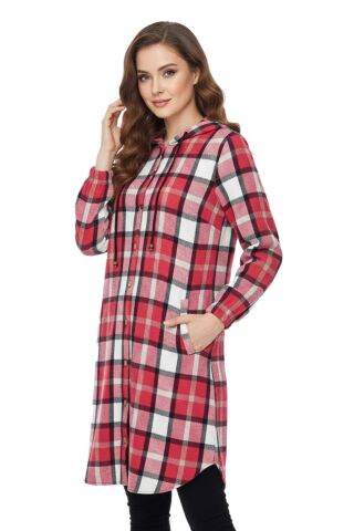 Kadın Oduncu Kapüşonlu Gömlek Tunik BGL-ST02455 NAR - 38