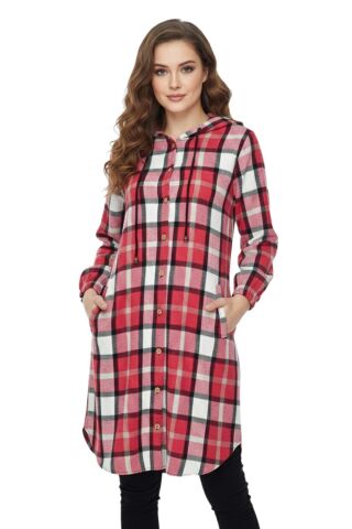 Kadın Oduncu Kapüşonlu Gömlek Tunik BGL-ST02455 NAR - 38