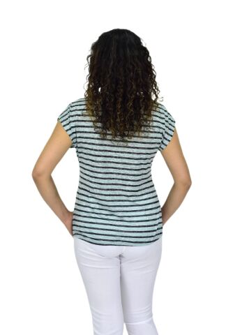 Kadın Kısa Kol Baskılı Bluz BGL-ST04707 ELMA - L