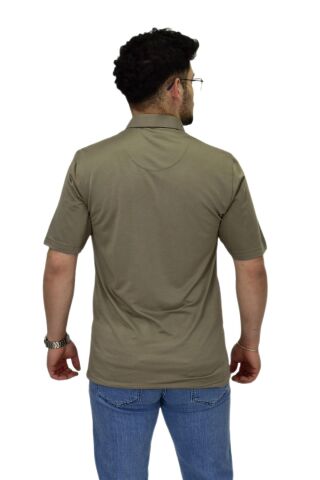 Erkek Gömlek Yaka Tişört T6064 BGL-ST04541 VİZON - 3XL