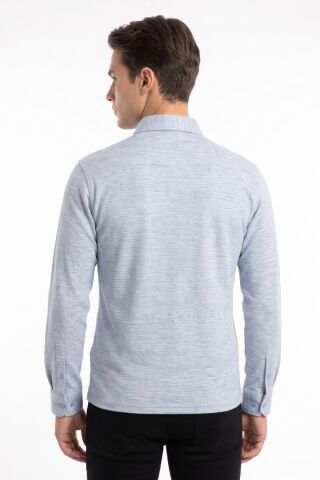 Erkek Gömlek Yaka Cepli Klasik Kalıp Sweatshirt 5304 BGL-ST05540 MAVİ - 2XL