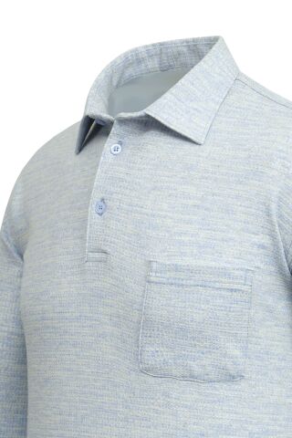 Erkek Gömlek Yaka Cepli Klasik Kalıp Sweatshirt 5304 BGL-ST05540 MAVİ - 2XL