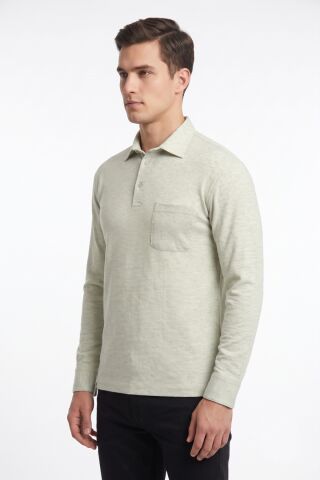 Erkek Gömlek Yaka Cepli Klasik Kalıp Sweatshirt 5304 BGL-ST05540 YEŞİL - M