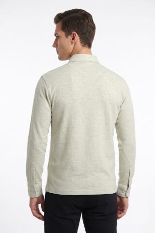 Erkek Gömlek Yaka Cepli Klasik Kalıp Sweatshirt 5304 BGL-ST05540 YEŞİL - M