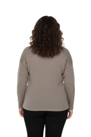 Kadın Yumoş Önü Püsküllü Modelli Bluz BGL-ST05142 VİZON - XL