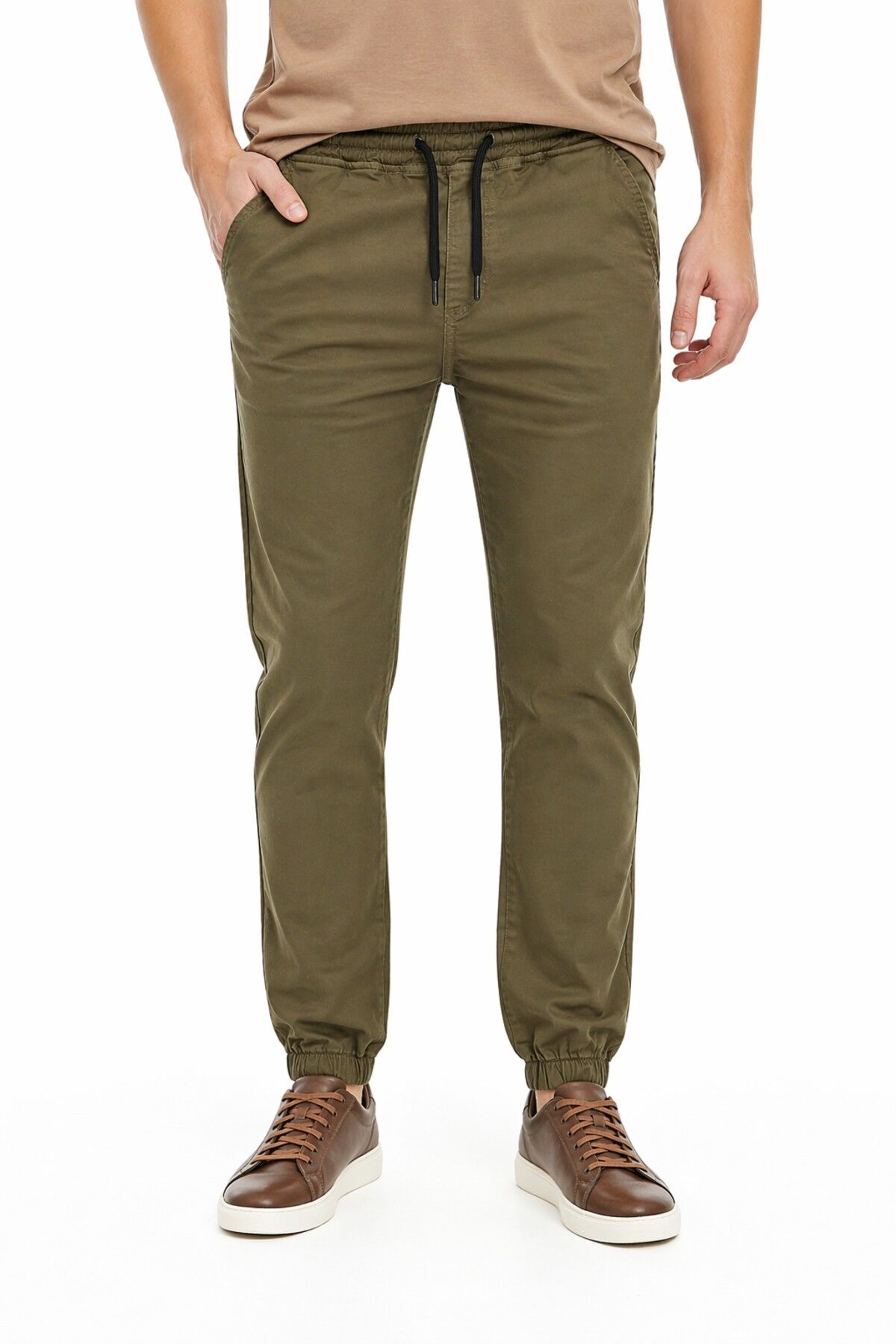 Erkek Kanvas Bel Ve Paça Lastikli Pantolon BGL-ST05345 HAKİ - 2XL