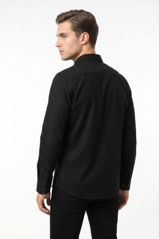 Erkek Spor Likralı Çift Cep Kapaklı Gömlek BGL-ST05467 SİYAH - 3XL